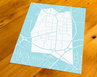 Flemington, NJ - Map Art Print  - Your Choice of Size & Color!