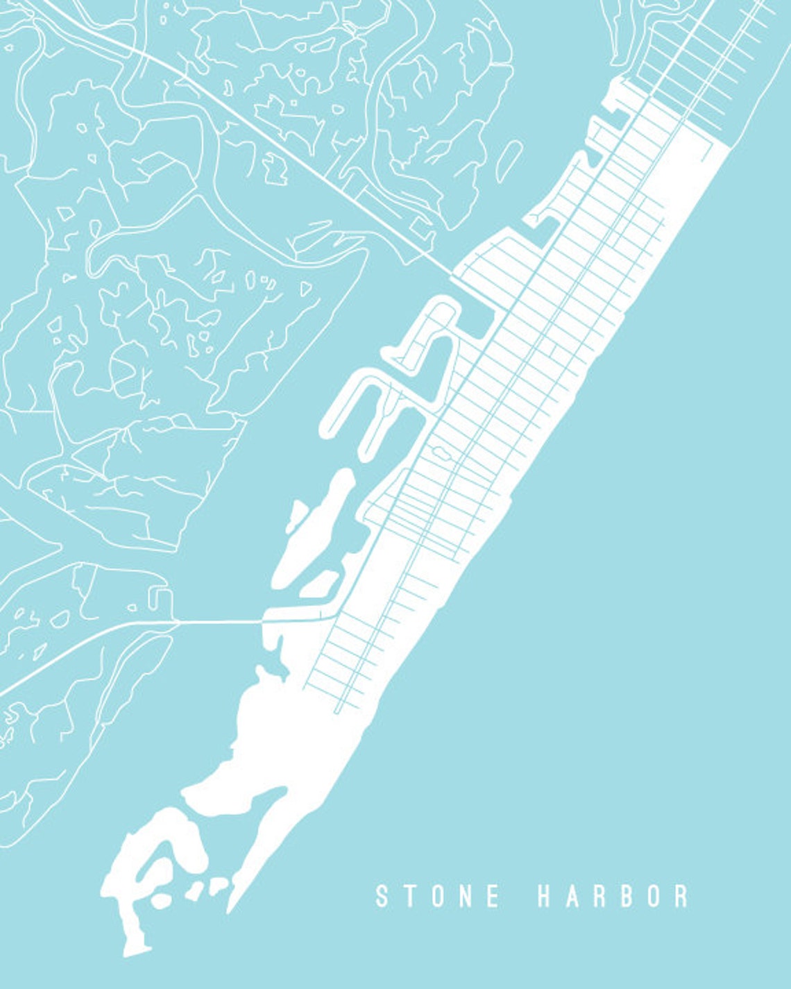 Stone Harbor NJ Map Art Print Your Choice of Size & Etsy