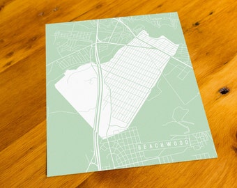 Beachwood, NJ - Map Art Print  - Your Choice of Size & Color!