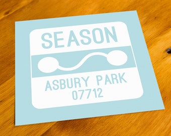 Asbury Park, NJ - Beach Badge - Art Print  - Your Choice of Size & Color!