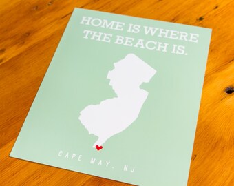 Cape May, NJ - Home Is Where The Beach Is - Art Print  - Your Choice of Size & Color!