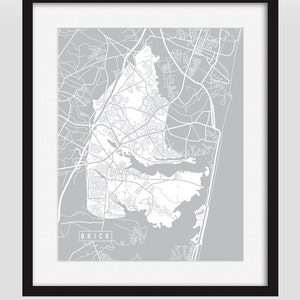 Brick, NJ Map Art Print Your Choice of Size & Color image 4