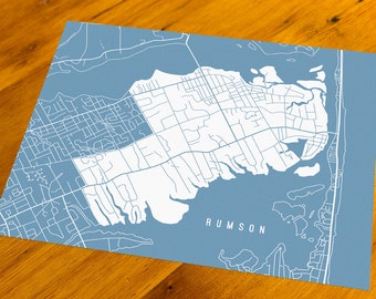 Rumson, NJ - Map Art Print  - Your Choice of Size & Color!