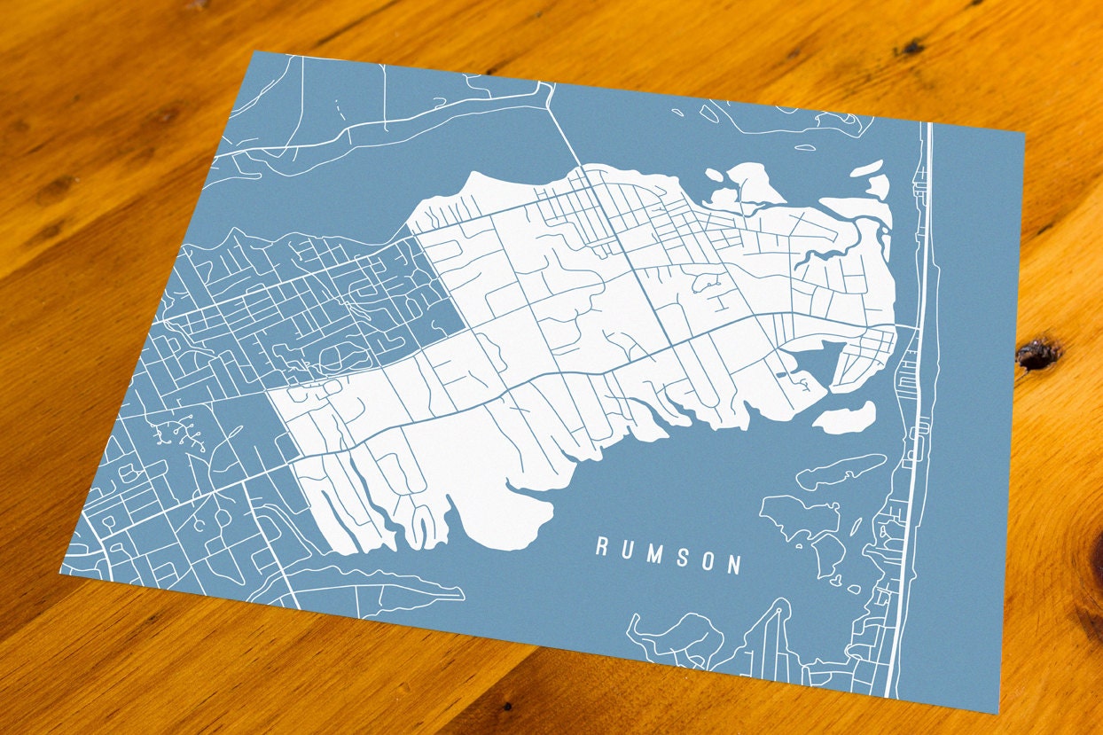 Rumson NJ Map Art Print Your Choice of Size & Color Etsy