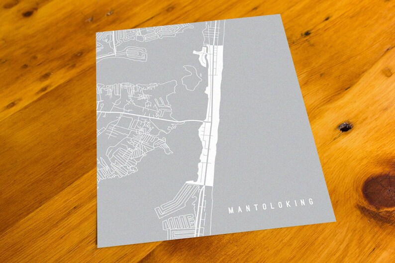 Mantoloking, NJ Map Art Print Your Choice of Size & Color Etsy
