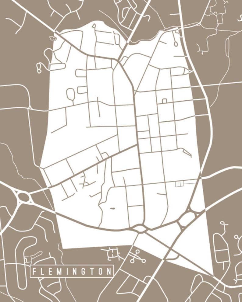 Flemington NJ Map Art Print Your Choice of Size & Color Etsy