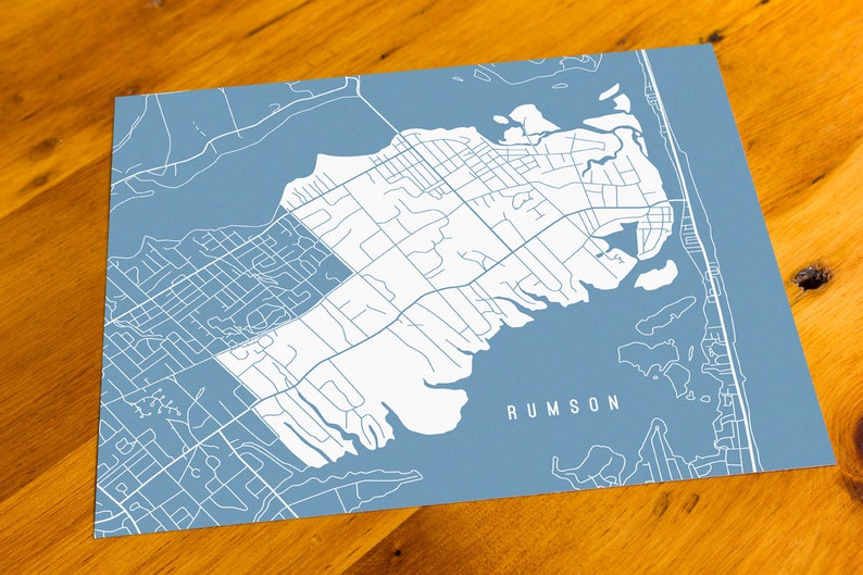 Rumson NJ Map Art Print Your Choice of Size & Color Etsy