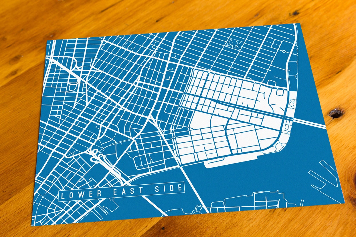 Lower East Side NYC NY Map Art Print Your Choice Of Etsy