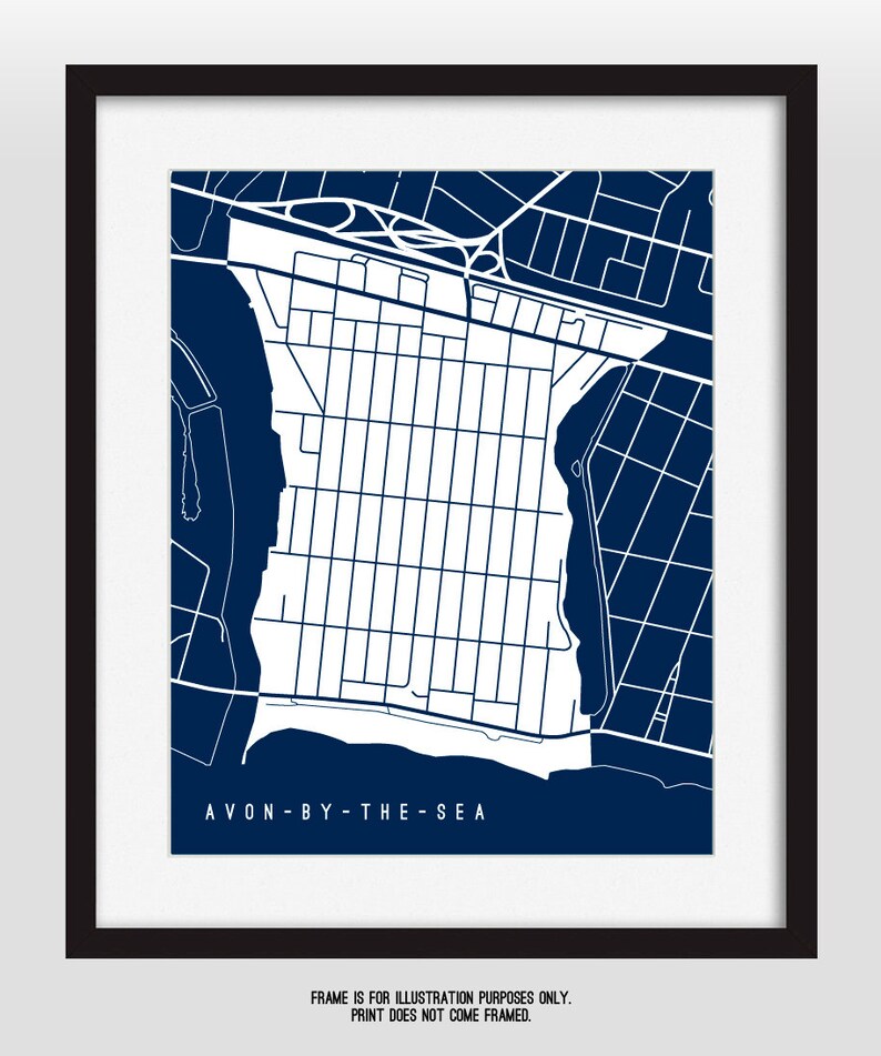 Avonbythesea, NJ Map Art Print Your Choice of Size & Color Etsy