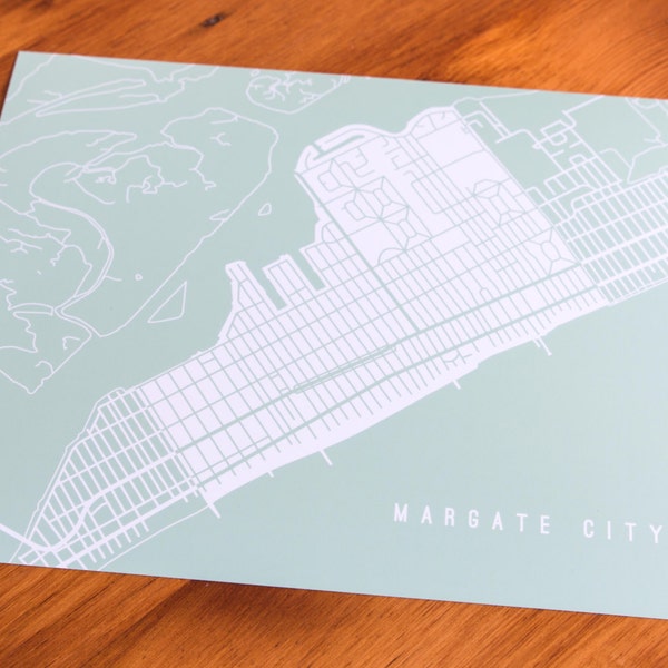Margate City, NJ - Map Art Print  - Your Choice of Size & Color!