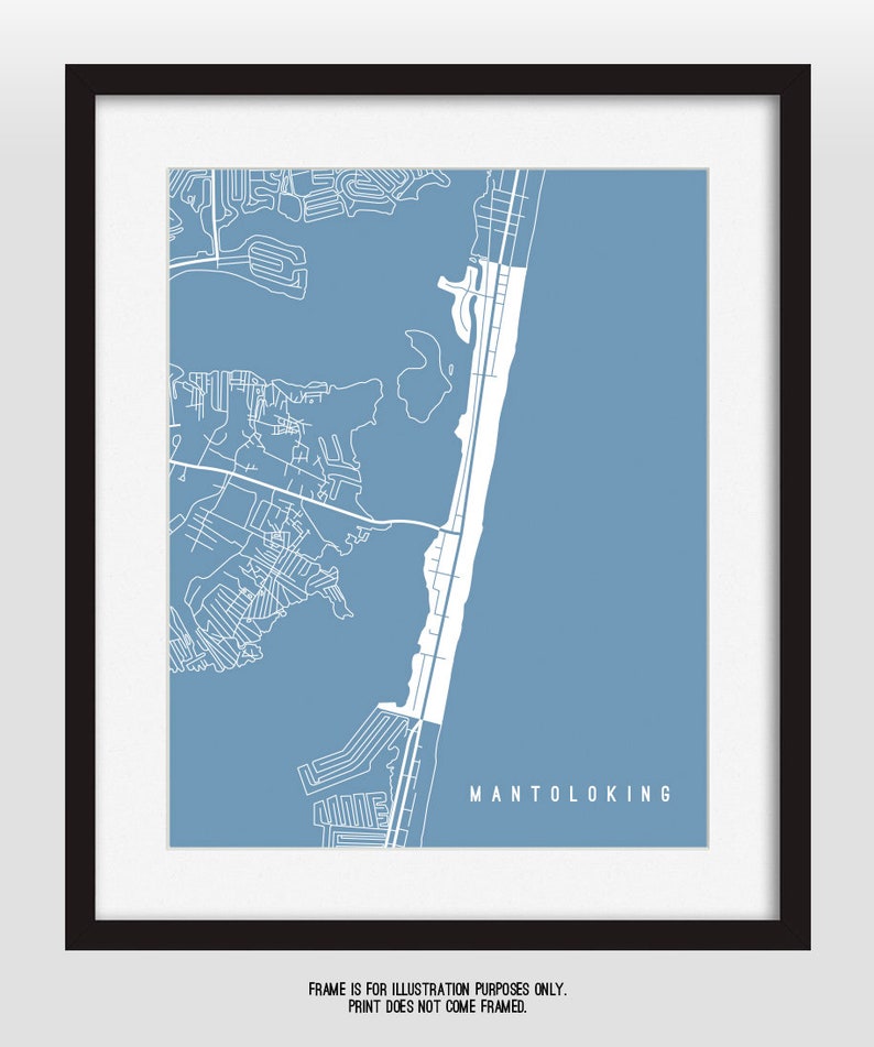 Mantoloking, NJ Map Art Print Your Choice of Size & Color Etsy