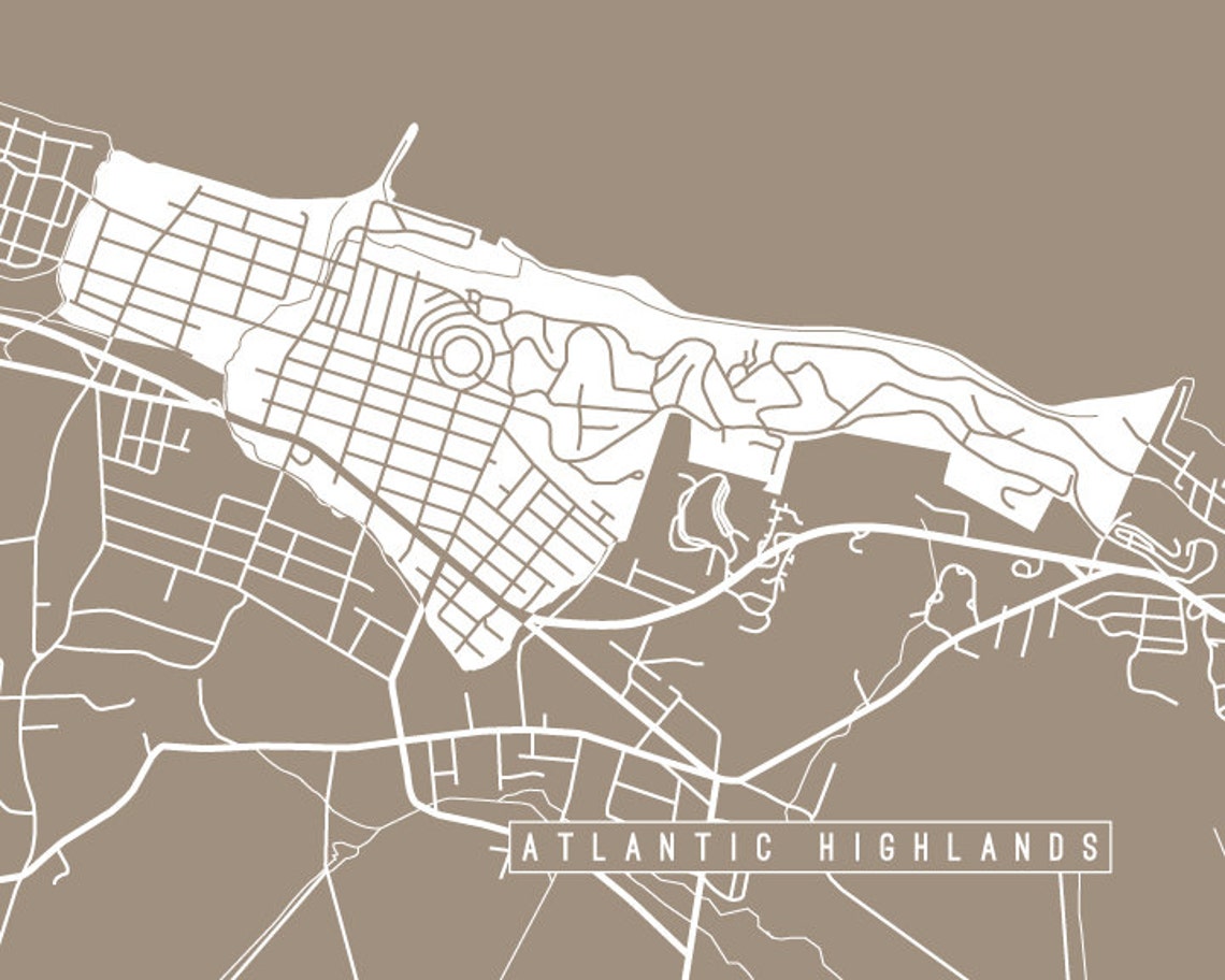 Atlantic Highlands NJ Map Art Print Your Choice of Size & Etsy UK