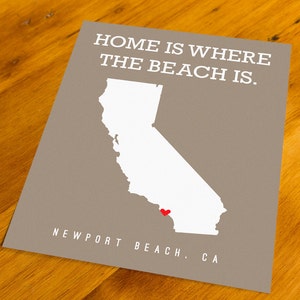 Newport Beach, CA Home Is Where The Beach Is Art Print Your Choice of Size & Color image 1