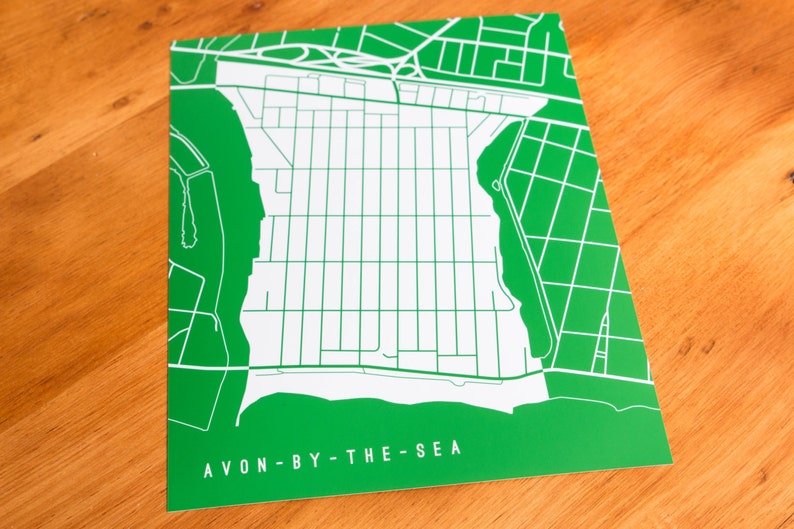 Avonbythesea, NJ Map Art Print Your Choice of Size & Color Etsy