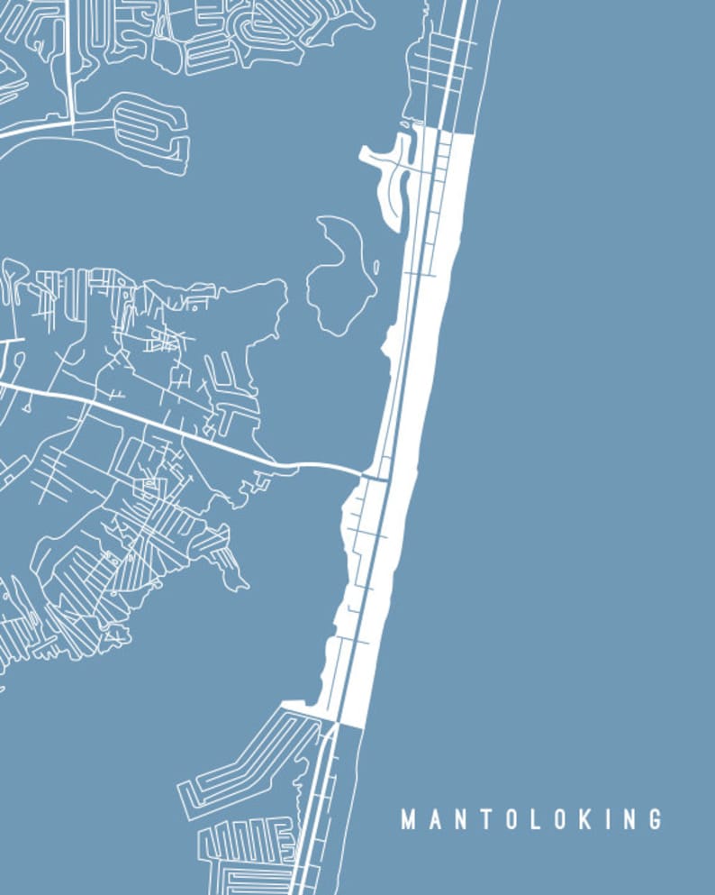Mantoloking, NJ Map Art Print Your Choice of Size & Color Etsy