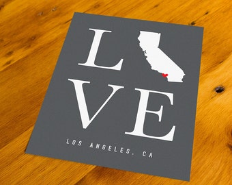 Los Angeles, CA - LOVE - Art Print  - Your Choice of Size & Color!