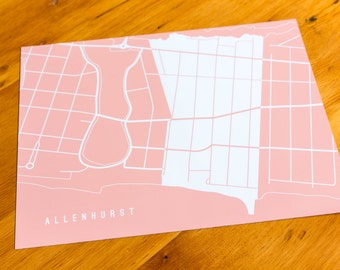 Allenhurst, NJ - Map Art Print  - Your Choice of Size & Color!