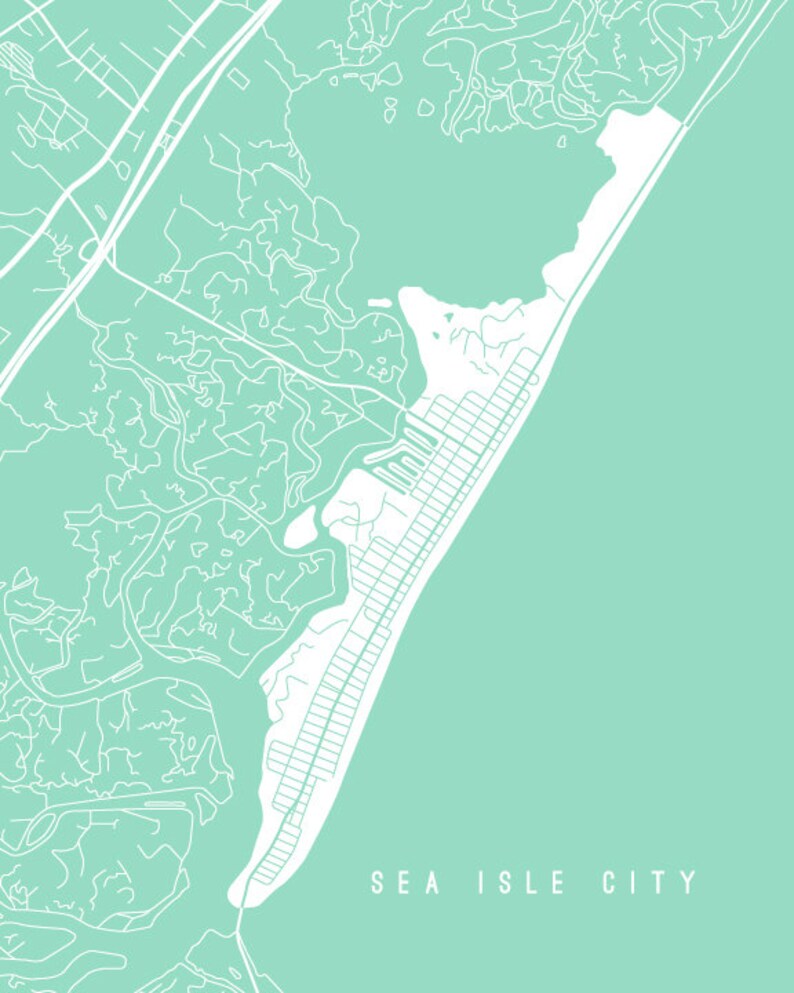 Sea Isle City, NJ Map Art Print Your Choice of Size & Color Etsy