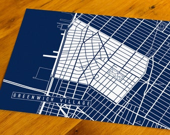 Greenwich Village - NYC, NY - Map Art Print  - Your Choice of Size & Color!