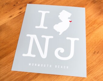 Monmouth Beach, NJ - I Heart NJ - Art Print  - Your Choice of Size & Color!