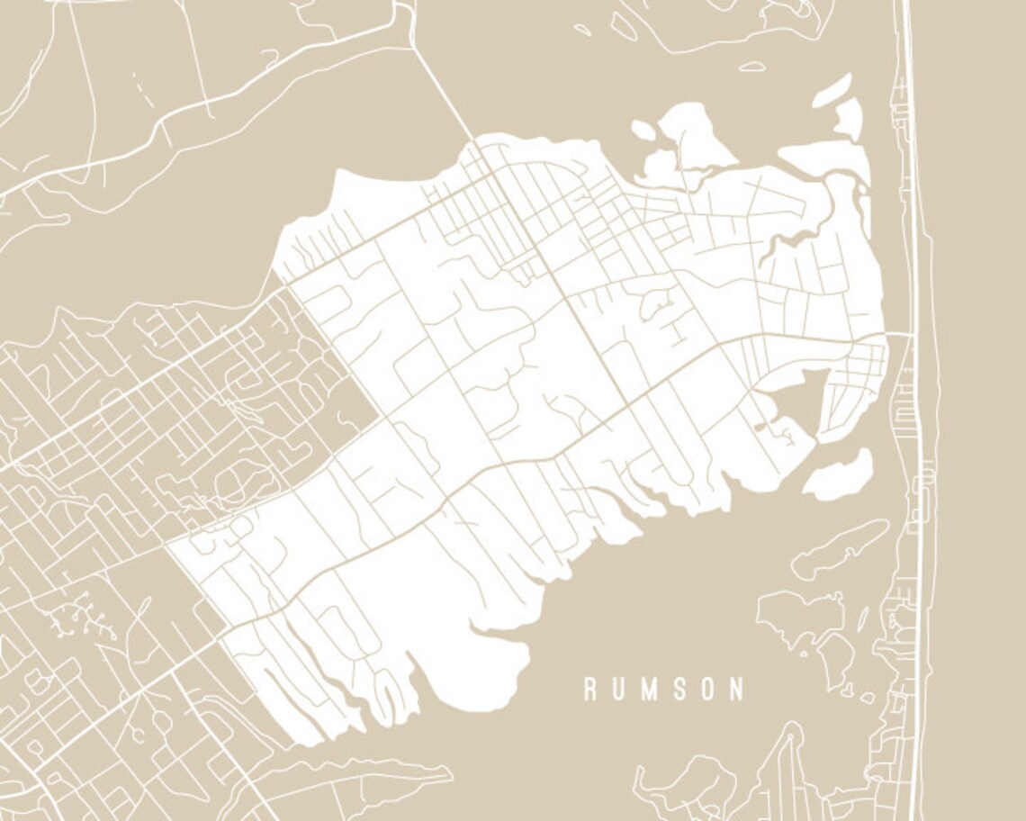 Rumson NJ Map Art Print Your Choice of Size & Color Etsy