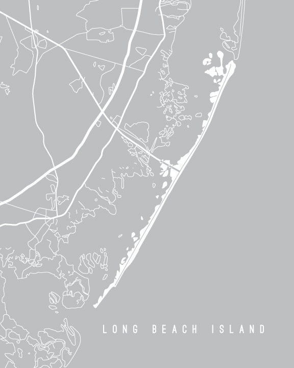 Long Beach Island NJ Map Art Print Your Choice of Size & Etsy