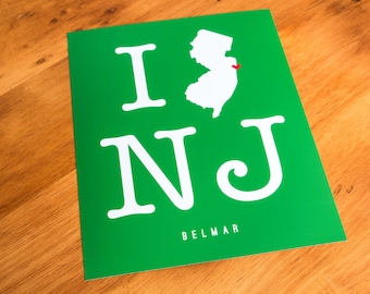 Belmar, NJ - I Heart NJ - Art Print  - Your Choice of Size & Color!