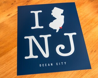 Ocean City, NJ - I Heart NJ - Art Print  - Your Choice of Size & Color!