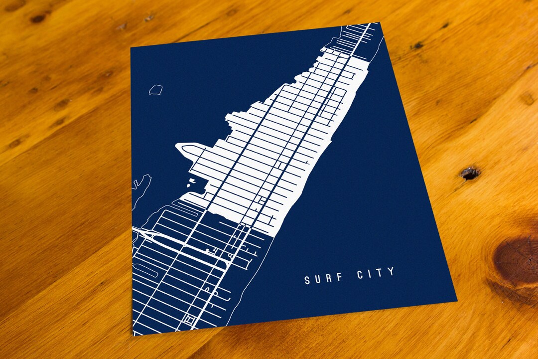 Surf City, NJ Map Art Print Your Choice of Size & Color Etsy