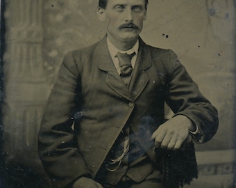 Seated Man 1880's Tintype