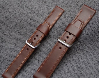 Saddleback Leather Watch Strap in Chestnut, Handmade and Hand-Stitched to Order
