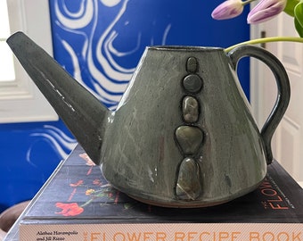 Handmade ceramic watering can, funky pottery, plant care