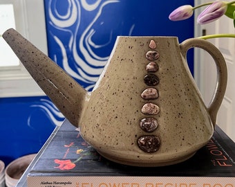 Handmade ceramic watering can, funky pottery, plant care