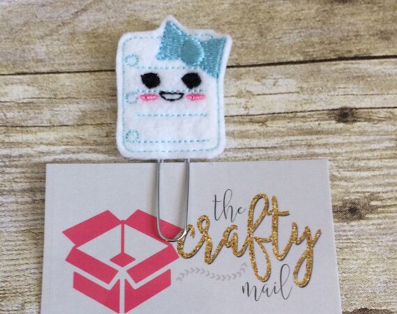 Notebook Paper With Bow Planner Clip/Paper Clip/Feltie Clip. School Planner Clip. Teacher Planner Clip