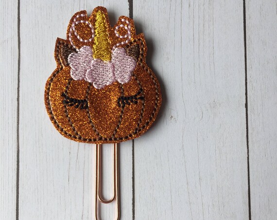 Glitter Unicorn Pumpkin planner Clip/Planner Clip/Bookmark. Pumpkin planner clip. fall planner clip. Unicorn planner clip. Glitter Clip