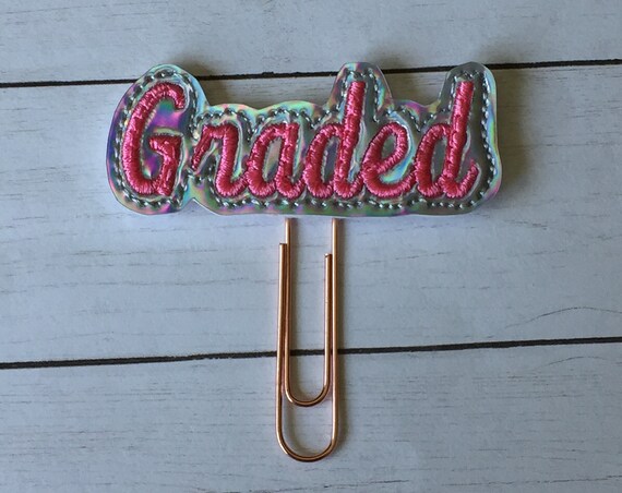 Graded Holographic Planner Clip/Planner Clip/Bookmark. Holo Planner Clip. School Clip. Teacher Planner Clip.