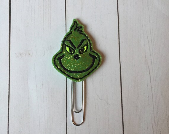 Glitter Mean Green Planner Clip/Paper Clip/Feltie Clip. Christmas planner clips. Holiday planner clip. Christmas planner clip