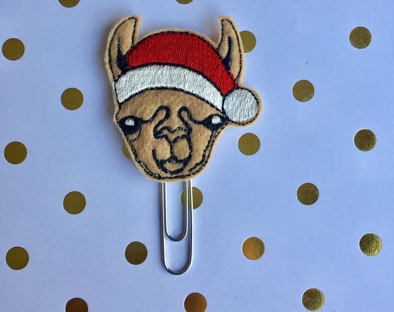 Santa Llama planner Clip/Planner Clip/Bookmark. Santa Planner Clip. Llama Planner Clip. Christmas Planner Clip. Holiday Planner Clip