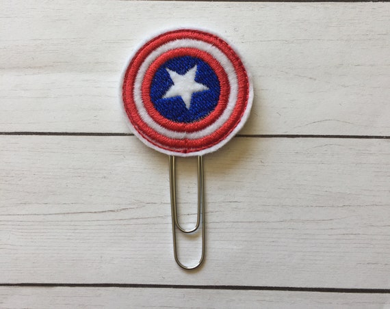 Captain Shield Planner Clip/Planner Clip/Bookmark. Character Planner Clip. Hero Planner Clip. Captain America Clip. Captain Planner Clip