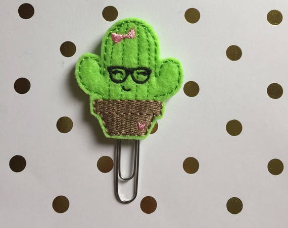 Cactus planner Clip/Planner Clip/Bookmark. Geeky planner clip