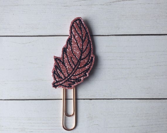 Pink Glitter Feather Planner Clip/Planner Clip/Bookmark. Feather Planner Clip. Glitter Planner Clip. Boho Planner Clip