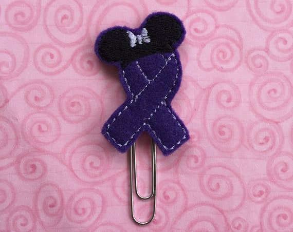Miss Mouse Purple Awareness Ribbon Clip/Planner Clip/Bookmark. Awareness Planner Clip. Ribbon Planner Clip. Mouse Planner Clip