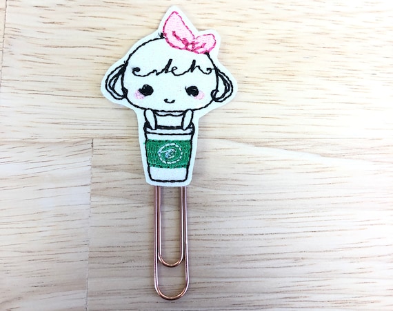 Glitter Vinyl Coffee Lolly Girl Planner Clip/Planner Clip/Bookmark. Lolly Planner Clip. Girl Planner Clip. Coffee Planner Clip