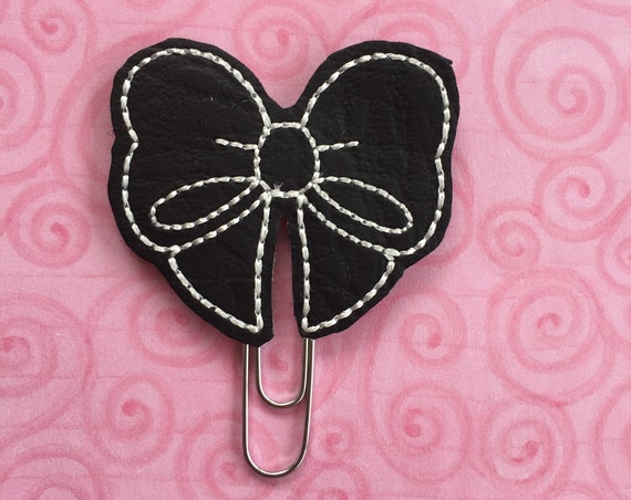 Black Vinyl Bow planner Clip/Planner Clip/Bookmark. Bow Planner Clip. Black Bow Planner Clip.