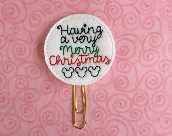 Having A Very Merry Christmas Mouse Clip/Planner Clip/Bookmark. Mouse Planner Clip. Christmas planner clip.