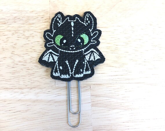 Black Vinyl Full Body Dragon Planner Clip/Paper Clip/Feltie Clip. Dragon planner clip. Character planner clip