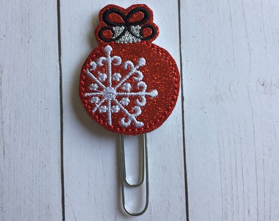 Glitter Ornament planner Clip. Red Ornament Planner Clip. Ornament Planner Clip. Holiday planner clip. Christmas planner clip. Planner clip