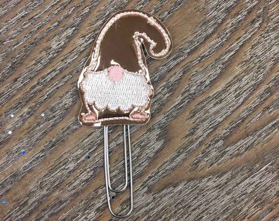Rose Gold Gnome planner Clip/Planner Clip/Bookmark. Rose Gold Planner Clip. Gnome Planner Clip. Gold Gnome Planner Clip