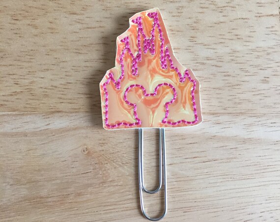Pink Color Changing Holographic Castle planner Clip/Planner Clip/Bookmark. Character Planner Clip. Castle planner clip. Princess Castle