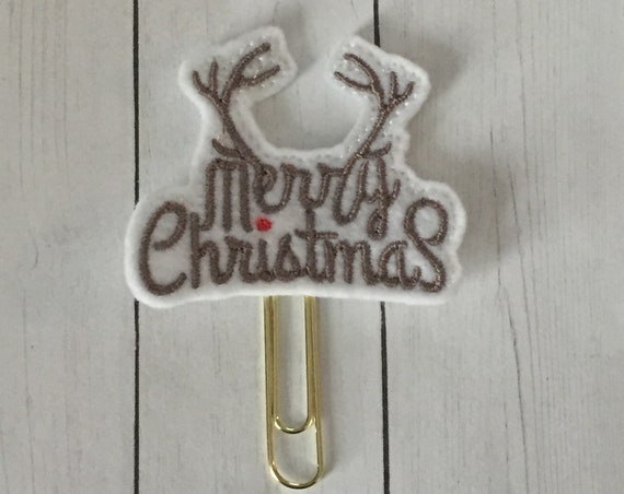 Merry Christmas Antlers Planner Clip. Christmas Planner Clip. Antler Planner Clip. Deer Planner Clip. Holiday Planner Clip. Merry Christmas